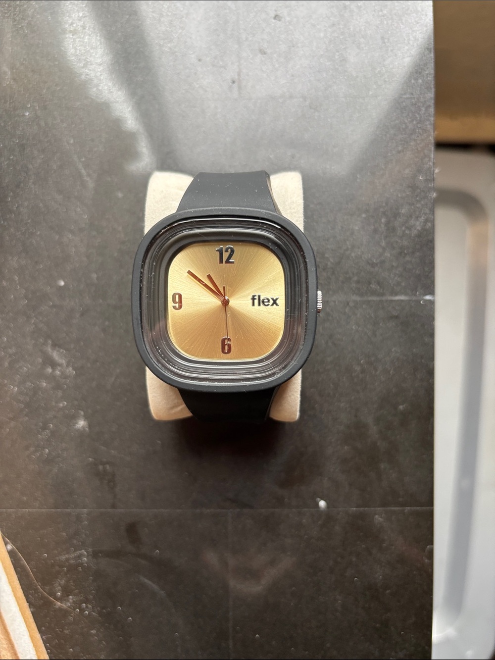 Flex Gold Dial Black Silicone Watch